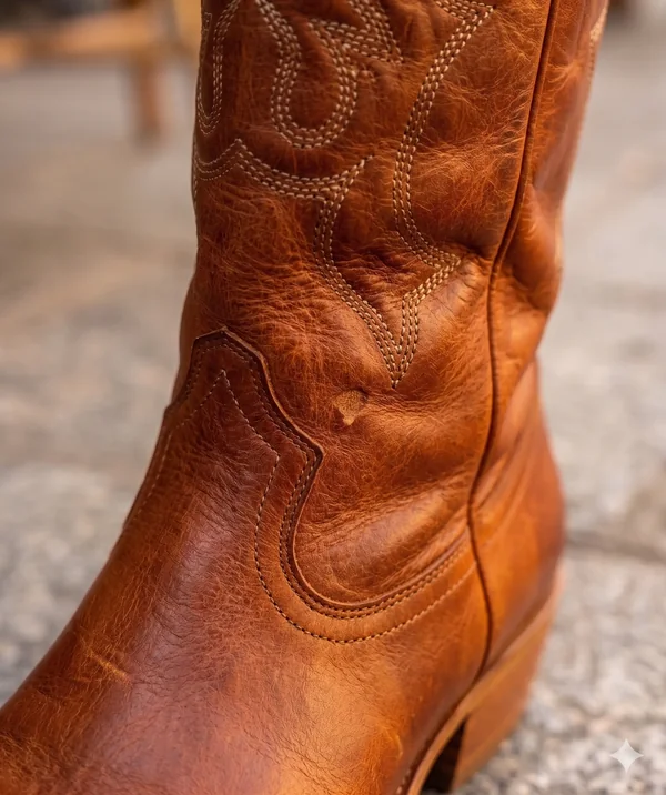 Detalle del bordado de una bota texana